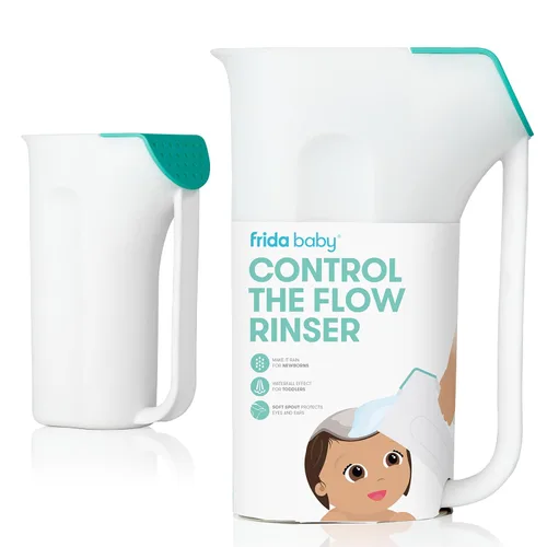 Vista 8 de Frida Baby Control The Flow - Accesorio rociador para bañera de bebé, cabezal de ducha con masajeador de cuero cabelludo, controla el flujo de agua