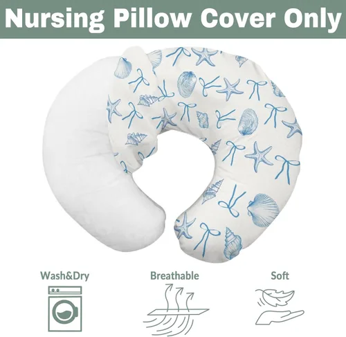 Vista 7 de Fundas de almohada de lactancia para niños y niñas, conchas marinas, conchas marinas, playa, guardería, almohada para lactancia materna, almohadas