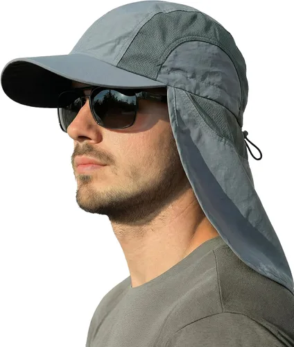 Vista 13 de Sombrero de sol para hombre con malla transpirable sombreros de sol para hombres sombrero de pesca Beige