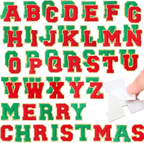 Vista 20 de WILLBOND 52 parches autoadhesivos de letras de felpilla de 2.2/2.8 pulgadas A-Z, calcomanías bordadas del alfabeto para ropa, bolsa, sombrero