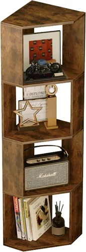Estantería de madera de 4 niveles, estante independiente para libros, organizador de almacenamiento abierto moderno para dormitorio, sala de estar