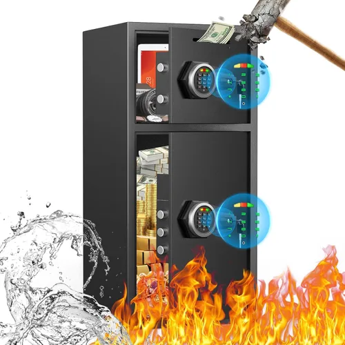 Caja Fuerte Grande de 6.5 Pies Cúbicos a Prueba de Fuego e Impermeable, Caja Fuerte para Dinero con Función Silenciosa y Luz LED, Cajas Fuertes