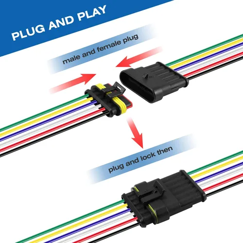 Vista 4 de RDBS Kit de 5 conectores de cable eléctrico de 6 pines, enchufe macho y hembra impermeables de 6 vías para automóvil, camión, motocicleta, barco
