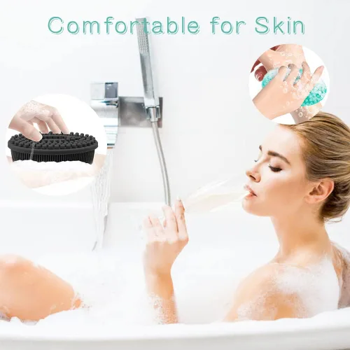Vista 5 de Paquete de 3 unidades de esponja de silicona suave, exfoliante corporal de silicona suave, cepillo corporal de silicona para baño y ducha