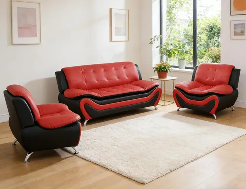 Vista 17 de Sofá seccional de cuero negro, juego de muebles de sala de estar, juego de 2 piezas de sofá moderno para sala de estar, apartamento, oficina, negro#1