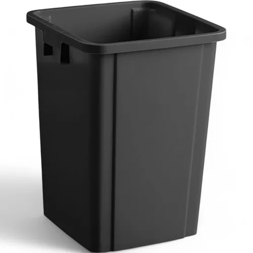 Cubo de basura cuadrado negro de 19 galones, plástico de grado comercial, fácil limpieza, ideal para el hogar y la oficina