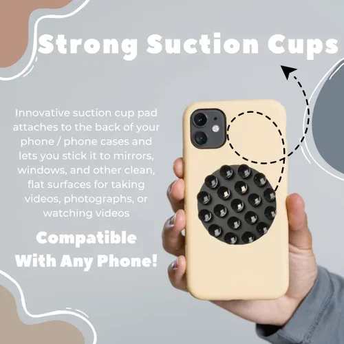 Vista 2 de Squid O - Funda adhesiva de silicona con succión para teléfono (compatible con iPhone y Android, accesorio móvil manos libres para selfies y videos)
