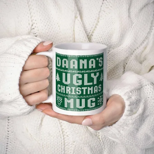 Vista 2 de Daana Name Christmas Gift. Personalized Ugly Christmas Sweater Coffee Mug. Funny Custom Xmas Gift, Stocking Stuffer For Friends, Coworkers And