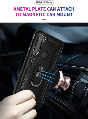 Vista 5 de Funda para Redmi Note 8 (2019/2021) M1908C3JH con protector de pantalla de vidrio templado, [grado militar] [anillo de metal] [soporte magnético]