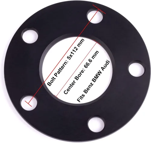 Vista 4 de VLAOSCHI Espaciadores de ruedas hubcéntricos negros 5x112 (sin borde de 66,56 mm) de 1/4 pulgada (6 mm) Compatibles con Benz BMW-Audi de 5 pernos