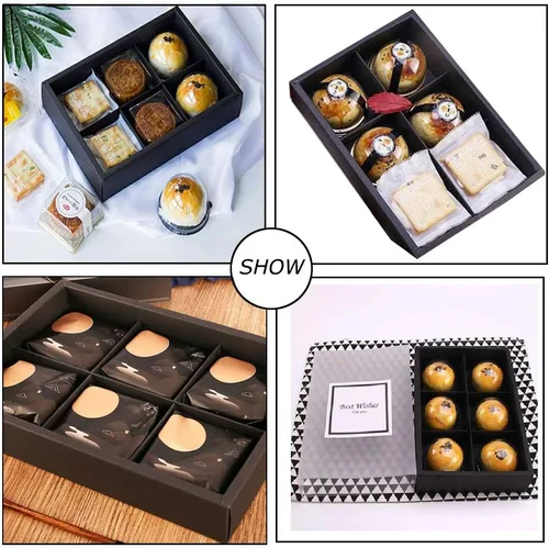 Vista 4 de Paquete de 12 cajas para cupcakes, cajas de regalo de papel de grado alimenticio con insertos y ventanas de exhibición, recipientes para hornear