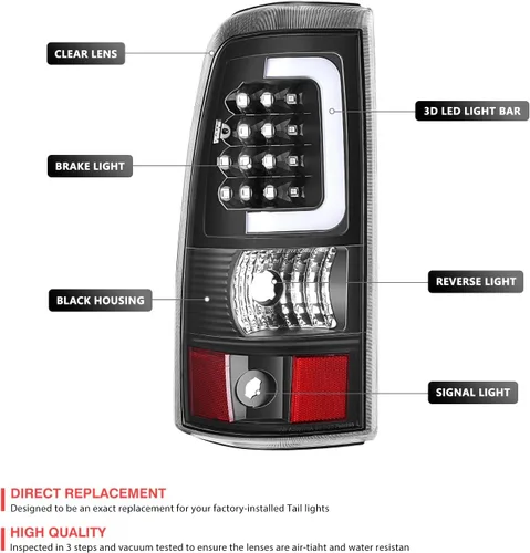 Vista 2 de DNA MOTORING TL-CSIL03-LED-3D-BK-CL Conjunto de luz trasera LED 3D para lado del conductor y del pasajero