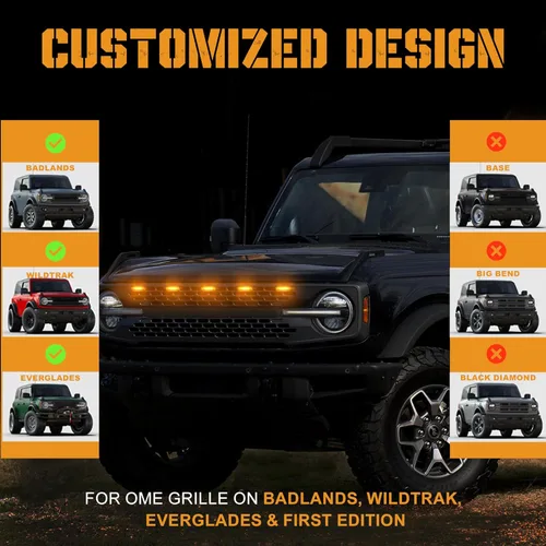 Vista 3 de 5 luces LED delanteras para parrilla compatibles con accesorios Ford Bronco 2021 2022 2023 2024 2/4 puertas Badlands Wildtrak Everglades y primera