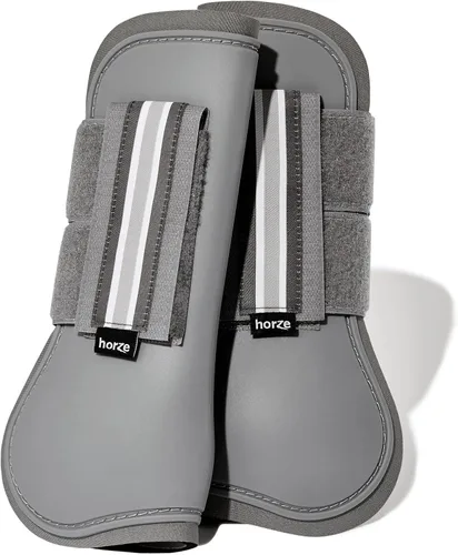 Vista 12 de HORZE Adepto - Botas de tendón frontal abierto, carcasa duradera con forro de neopreno, color verde caqui escarabajo, caballo