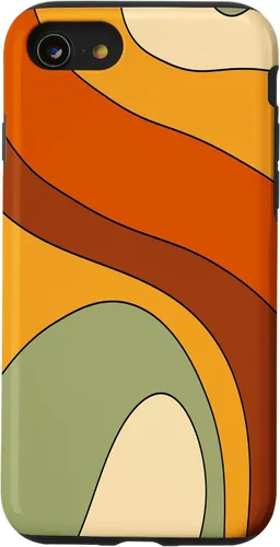 Vista 25 de Retro Liquid Swirl Rainbow 70s Aesthetic Boho Burnt Orange Case for iPhone 17