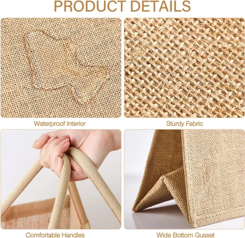 Vista 3 de Bolsas de yute con interior laminado y asas suaves