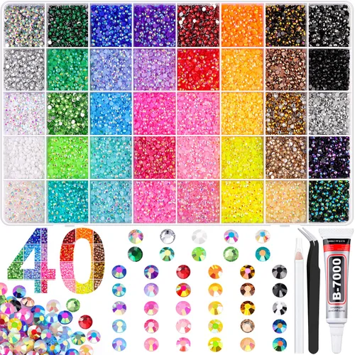 Vista 8 de 30000 diamantes de imitación de resina para decorar con 3 piezas de pegamento para joyería B7000, gemas AB de respaldo plano para manualidades