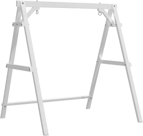 Vista 11 de VINGLI Marco de columpio de madera resistente de 660 libras con tablero de conexión inferior extra, soporte de banco de columpio de porche con marco