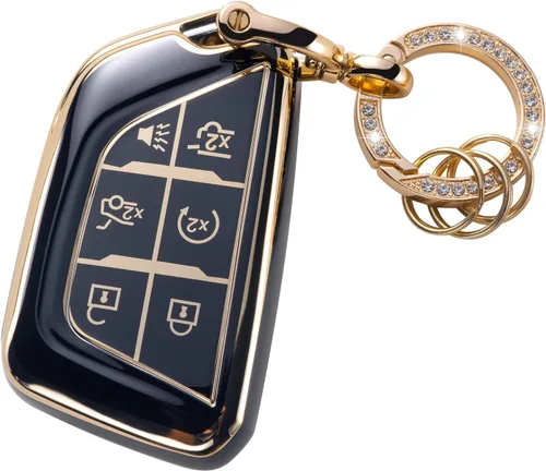 Gematay Funda para llavero Cadillac con llavero, cubierta de carcasa de llave compatible con Cadillac 2020 2021 2022 2023 ATS CT5 CT6 XT4 XT5 XTS
