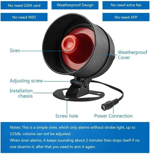 Vista 2 de Sistema de seguridad para el hogar KERUI, para interior y exterior, resistente a la intemperie, con sirena, sensores para ventanas y puertas, sensor