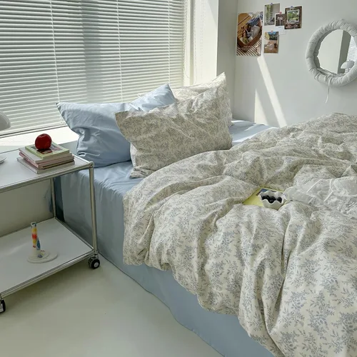 Vista 174 de mixinni Juego de funda de edredón de algodón floral para niñas y adolescentes, con lazos de cremallera, fácil cuidado, ultra suave y transpirable