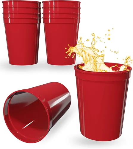 Vista 38 de PartyPrints Paquete de 100 vasos de plástico en blanco reutilizables de 16 onzas, vasos de estadio a granel, sin BPA, aptos para lavavajillas, vasos