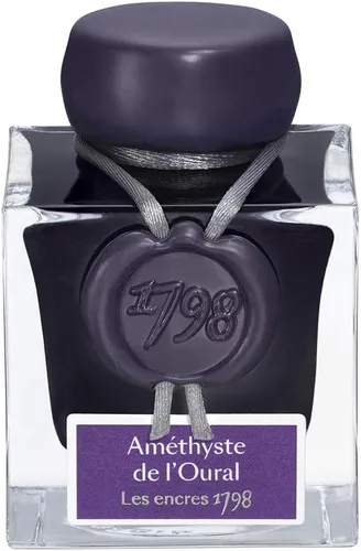 J. Herbin - Tintas de aniversario 1798, brillo plateado, 1.7 fl oz embotelladas, amatista de L'Oural (tinta púrpura intensa)