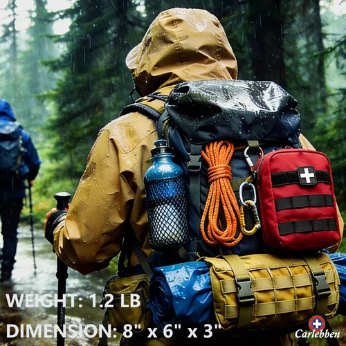 Vista 5 de Carlebben Bolsa táctica Molle EMT Ifak para kit de primeros auxilios médicos (con suministros médicos rojos)