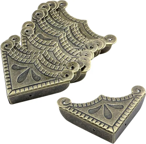 Vista 6 de Antrader 12 piezas de metal protector de esquina protector de seguridad parachoques decorativos muebles bordes cubiertas con tornillos tono bronce