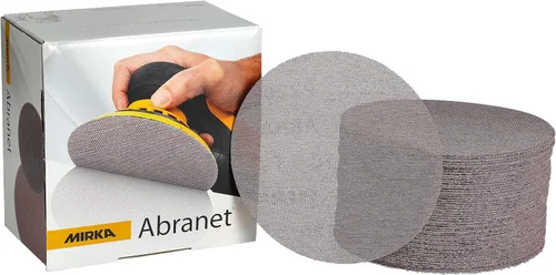 Vista 16 de Mirka Abranet - Discos de lijado orbitales de malla con gancho y bucle, lijado sin polvo, de larga duración y sin obstrucciones, ideal para madera