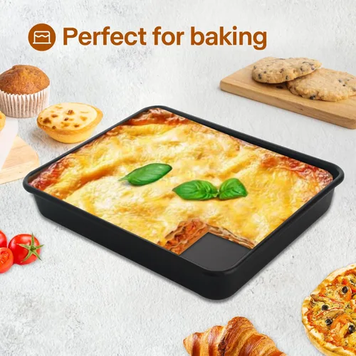 Vista 5 de Molde rectangular para tartas, juego de moldes profundos para hornear antiadherentes, 9/11/13 pulgadas, bandeja para hornear de grosor resistente
