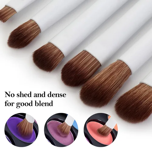 Vista 3 de Juego de brochas de maquillaje de ojos, 6 piezas de brochas profesionales para mezclar sombra de ojos, para corrector, cejas, delineador de ojos