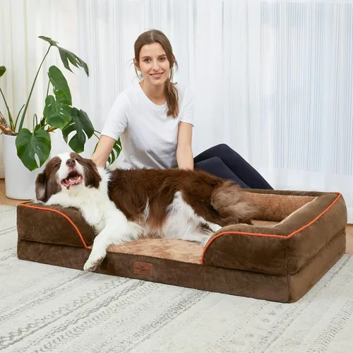 Vista 268 de Comfort Expression Cama ortopédica para perros extra grandes de 45 x 35 pulgadas, cama para mascotas XL de espuma tipo caja de huevos impermeable