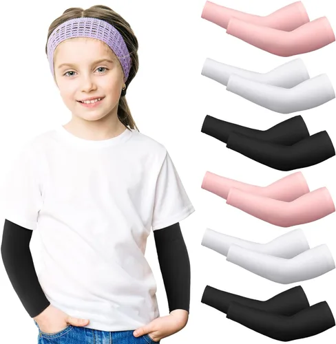 Handepo 6 pares de mangas elásticas de compresión para niños, para baloncesto, fútbol, béisbol, voleibol, deportes juveniles