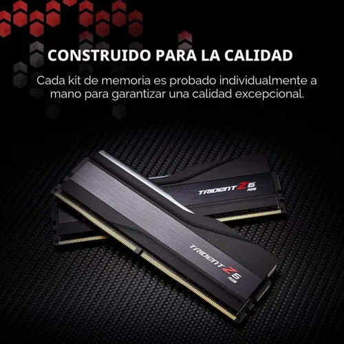 Vista 5 de G.SKILL Trident Z5 RGB Series DDR5 RAM (Intel XMP 3.0 & AMD Expo) 32GB (2x16GB) 6000MT/s CL36-36-36-96 1.35V Memoria de computadora de escritorio