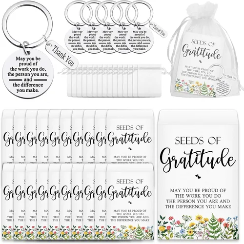 25 juegos de regalos de agradecimiento a los empleados para compañeros de trabajo incluyen 25 llaveros de agradecimiento 25 paquetes de semillas