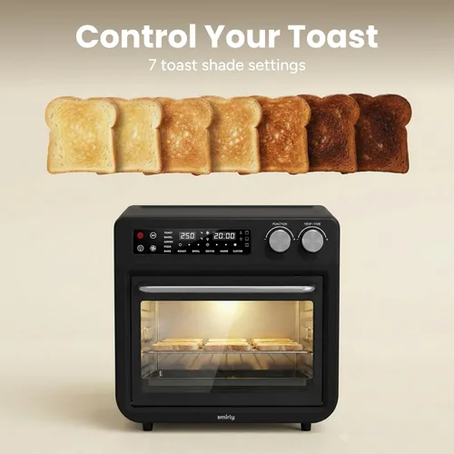 Vista 4 de SMIRLY Combo de horno tostador con freidora de aire digital, horno de convección de 27 cuartos de galón, multifunción 10 en 1 para pizza de 12