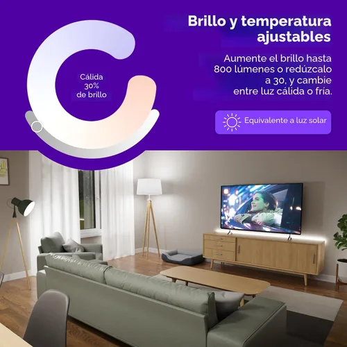 Vista 3 de Roku Bombillas inteligentes (blanco, paquete de 4) – Bombillas A19 regulables con brillo y temperatura ajustables – Las bombillas inteligentes WiFi