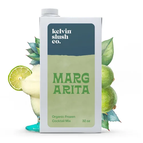 Kelvin Slush Co. - Margarita Organic Frozen Cocktail & Slush Mix - Galardonada máquina de granizado y mezcla de licuadora - Cartones de 32 onzas