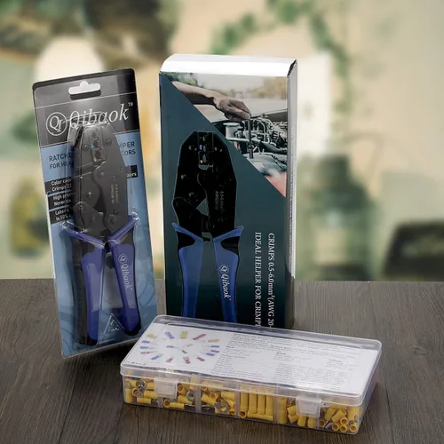 Vista 7 de Qibaok Kit de herramientas de prensado de terminales de cable con 800 conectores de cable PCS