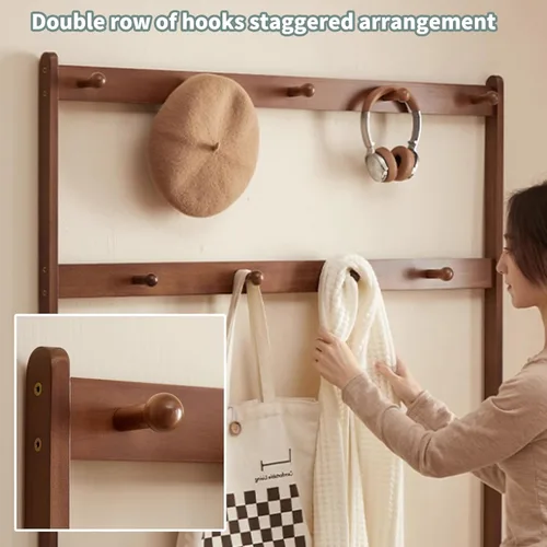 Vista 5 de 3in 1 Entryway Organizer with Coat Hooks and Shoe Storage Bench, Freestanding Coat Rack Space-Saving Solution for Mudroom, Foyer, and Home