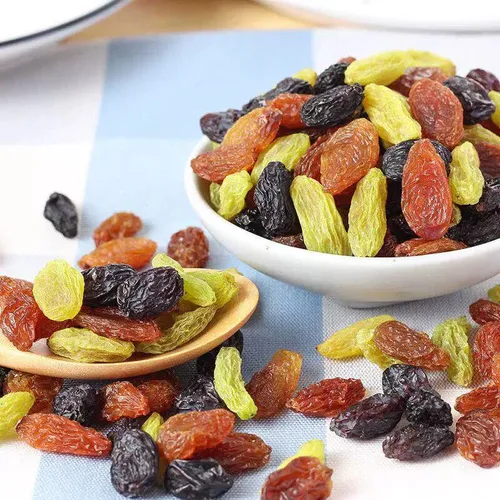 Vista 4 de Sin semillas Medley Pasas de frutas secas pasas doradas pasas a granel Pasas de tres colores, ingredientes de té con leche de pasas, aperitivos