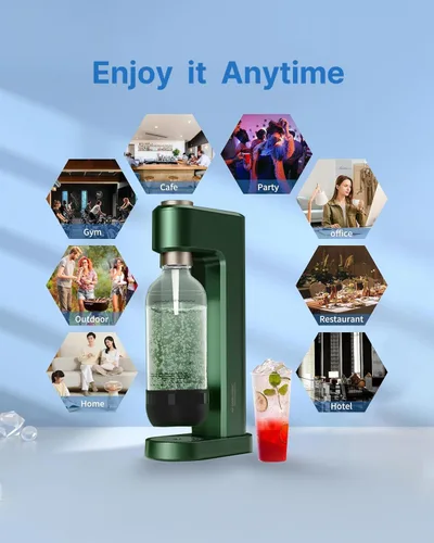 Vista 5 de Botellas para hacer refrescos, botellas de agua con gas reutilizables de 1 litro, botellas de carbonatación reutilizables, botella de repuesto