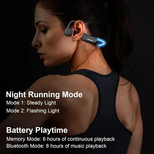 Vista 6 de Voistek Auriculares Bluetooth de conducción ósea con micrófono, reproductor MP3 integrado de 32 GB para natación, auriculares impermeables IP68