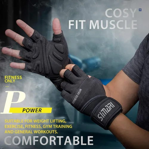 Vista 4 de SIMARI Workout Gloves Men and Women Weight Lifting Gloves with Wrist Wraps Support for Gym Training, Full Palm Protection for Fitness