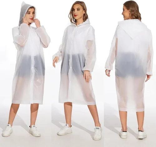 Vista 3 de ZFYOUNG 2 pack of Raincoats Portable EVA Rain Coats Reusable Rain Poncho with Elastic Cuff Sleeves and Hood