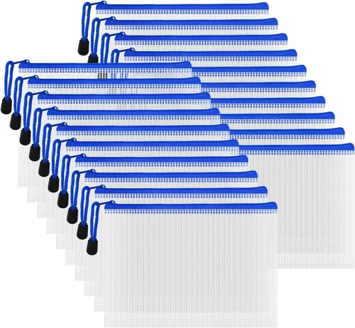 Vista 24 de AUSTARK 20 bolsas de malla con cremallera, multiusos, impermeables, bolsa de almacenamiento organizadora para oficina, escuela, hogar, viajes