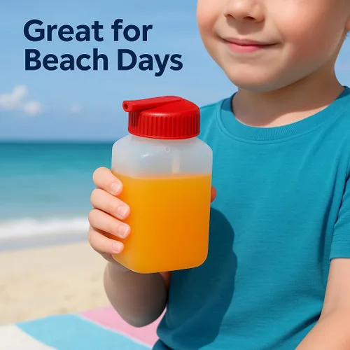 Vista 4 de Tribello Botella pequeña de agua de 8 oz con popote, botella de agua reutilizable de plástico a prueba de fugas con tapa de popote abatible, sin