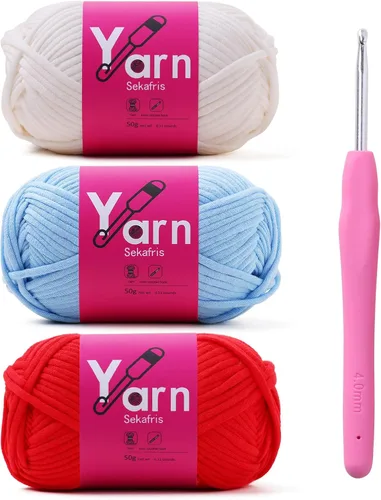 Vista 34 de Hilo de ganchillo con hilo de algodón para ganchillo - Hilos de ganchillo para principiantes con puntadas fáciles de ver - Hilo para ganchillo