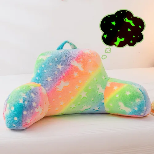 Vista 14 de Meeting Story Almohadas de Lectura Luminosas de Dinosaurio Verde que Brillan en la Oscuridad y Centellean con Brazos, Almohada de Respaldo